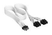 Strømkabel (intern) - Corsair Elite Premium Individually Sleeved PCIe 12V-2x6 to 2x 8-pin (6+2 split) - Hvit - CP-8920436