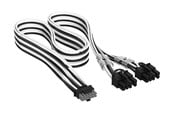 Strømkabel (intern) - Corsair Elite Premium Individually Sleeved PCIe 12V-2x6 to 2x 8-pin (6+2 split) - Svart/Hvit - CP-8920437