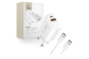 Mobil - Adaptere og ladere - Tech-Protect NCA30 PD 30W QC3.0 USB-A / USB-C + USB-C / USB-C Cable 100cm - White - 5906302318629