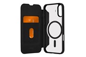 Mobil - Deksel og etui - Puro Book Mag MagSafe Leather Case with Flap and Card Slot for iPhone 16 Plus - Black - PUIPC1667BKMAGBLK
