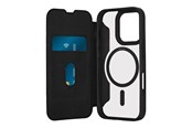 Mobil - Deksel og etui - Puro Book Mag MagSafe Leather Case with Flap and Card Slot for iPhone 16 Pro - Black - PUIPC16P61BKMAGBLK