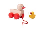 Babyleker - Bigjigs Wooden Pull Animal Duck with Chick - BJ770