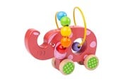 Babyleker - Bigjigs Wooden Push Elephant with Bead Spiral - BB071