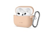 Mobil - Deksel og etui - Tech-Protect Silicone Hook Case for Apple AirPods 3 - Beige - 5906302375066