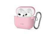 Mobil - Deksel og etui - Tech-Protect Silicone Hook Case for Apple AirPods 3 - Pink - 5906302375127