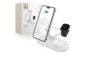 Mobil - Adaptere og ladere - Tech-Protect QI15W-A41 3in1 Wireless Charger with MagSafe for Apple Devices - White - 5906302380145