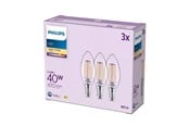 LED-lyspære - Philips LED-lyspære B35 3,4W/827 (40W) Clear 3-pack E14 - 929004589661