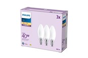 LED-lyspære - Philips LED-lyspære B35 3,4W/827 (40W) Frosted 3-pack E14 - 929004589761