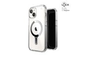 Mobil - Deksel og etui - Speck Presidio Perfect-Clear ClickLock & MagSafe - iPhone 17e / 16e / 15 / 14 / 13 Case - Clear / Chrome Finish / Serene Silver - 150441-3199