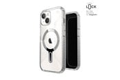 Mobil - Deksel og etui - Speck Presidio Perfect-Clear Grip ClickLock & MagSafe - iPhone 17e / 16e / 15 / 14 / 13 Case - Clear / Chrome Finish / Serene Silver - 150443-3199