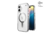 Mobil - Deksel og etui - Speck Presidio Perfect-Clear ClickLock & MagSafe - iPhone 16 Case - Clear / Chrome Finish / Serene Silver - 150691-3199