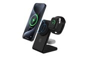 Mobil - Adaptere og ladere - CRONG MagSpot Pivot Stand - 3-in-1 Wireless Charger with MagSafe for iPhone Apple Watch and AirPods - Black - CRG-MSPS-BLK