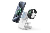 Mobil - Adaptere og ladere - CRONG MagSpot Pivot Stand - 3-in-1 Wireless Charger with MagSafe for iPhone Apple Watch and AirPods - White - CRG-MSPS-WHT