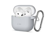 Mobil - Deksel og etui - Tech-Protect Silicone Hook Case for AirPods 4 - Grey - 5906302370061
