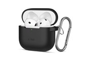 Mobil - Deksel og etui - Tech-Protect Silicone Hook Case for AirPods 4 - Black - 5906302370047