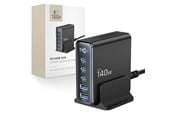 Mobil - Adaptere og ladere - Tech-Protect DC140W-GAN 5-PORT PD140W/QC3.0 Charging Station - Black - 5906302375455