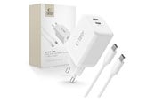 Mobil - Adaptere og ladere - Tech-Protect NC45W-GAN 2-PORT PD45W + TYPE-C CABLE - White - 5906302372409