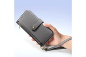 Mobil - Deksel og etui - Dux Ducis Lava Leather Case for Samsung Galaxy S25+ with Detachable Magnetic Wallet - Grey - 6971824162257
