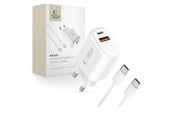 Mobil - Adaptere og ladere - Tech-Protect NCA20 PD 20W QC3.0 USB-A / USB-C + USB-C / USB-C Cable 100cm - White - 5906302330553