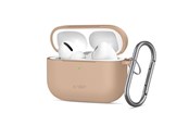 Mobil - Deksel og etui - Tech-Protect Silicone Hook Case for AirPods Pro - Beige - 5906302333158
