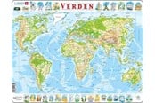 Puslespill - Larsen Puzzles Puzzle World Map Physical - 80 pieces Maxi (36.5x28.5 cm) Gulv - K4