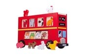 Babyleker - Bigjigs Wooden Shape Sorter Red Animal Bus - 21 pcs. - BJ692