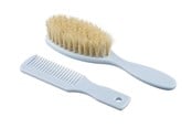Babyutstyr - Akuku Comb and brush with natural bristle BLUE - A0457