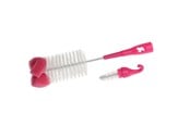 Babyutstyr - Akuku Bottle cups and nipple brush with sponge PINK - A0575