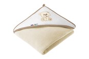 Babyutstyr - Akuku Baby hooded towel 100 x 100 cm ECRU/BEAR - A1252