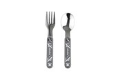 Babyutstyr - Akuku Stainless steel spoon and fork GREY - A0100