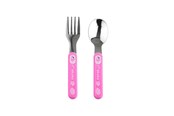 Babyutstyr - Akuku Stainless steel spoon and fork PINK - A0101