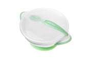 Babyutstyr - Akuku Suction bowl with spoon WHITE/GREEN - A0504