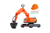 Utendørsleker - Orange Gravemaskin inkl. hjelm Kubota - 808-091