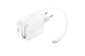Mobil - Adaptere og ladere - Belkin BoostCharge 45W USB-C with Retractable USB-C Wall Charger - PPS - WCH023KQWH