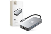 USB-hub - Tech-Protect HB05 HUB 9in1 USB-C + USB2.0 + USB3.0 + HDMI 4K 60HZ + SD / TF + PD100W + RJ45 - Grey USB-hub - USB 3.0 - 9 porter - Grå - 5906302360543