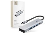 USB-hub - Tech-Protect HB01 HUB Adapter 5in1 USB-C + USB3.0 + HDMI 4K 60Hz + PD100W - Grey USB-hub - USB 3.0 - 5 porter - Grå - 5906302360529