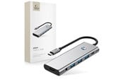 USB-hub - Tech-Protect HB04 HUB Adapter 9in1 USB-C + USB2.0 + USB3.0 + HDMI 4K 60Hz + SD / TF + PD100W + AV3.5 - Grey USB-hub - USB 3.0 - 5 porter - Grå - 5906302360536
