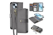 Mobil - Deksel og etui - Dux Ducis Lava Leather Case for iPhone 15 - Grey - 6971824163100
