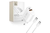 Mobil - Adaptere og ladere - Tech-Protect NCA45W-GAN 2-Port 45W AC Charger with USB-C Cable - White - 5906302352814