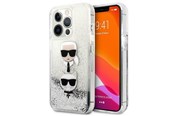 Mobil - Deksel og etui - Karl Lagerfeld Liquid Glitter Karl&Choupette Head case for iPhone 13 Pro Max - silver - 3666339028923