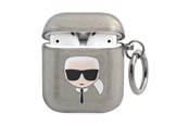 Mobil - Andre tilbehør - Karl Lagerfeld Glitter Karl's Head Case for AirPods 1/2 - Black - 3666339030254