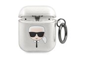 Mobil - Andre tilbehør - Karl Lagerfeld Glitter Karl's Head case for AirPods 1/2 - silver - 3666339030285