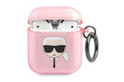 Mobil - Andre tilbehør - Karl Lagerfeld Glitter Karl's Head case for AirPods 1/2 - pink - 3666339030315