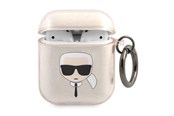 Mobil - Andre tilbehør - Karl Lagerfeld Glitter Karl's Head Case for AirPods 1/2 - Gold - 3666339030346