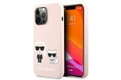 Mobil - Deksel og etui - Karl Lagerfeld Silicone Ikonik Karl&Choupette MagSafe Case for iPhone 13 Pro Max - Light Pink - 3666339035150