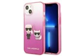 Mobil - Deksel og etui - Karl Lagerfeld Gradient Ikonik Karl&Choupette Case for iPhone 13 mini - Pink - 3666339049201