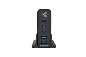 Mobil - Adaptere og ladere - Gembird 5-port 140 W GaN USB fast charger - TA-UC-2A3C-PD140-01-BK