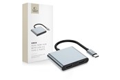 USB-hub - Tech-Protect HB08 4-in-1 USB-C + USB2.0 + 2 x HDMI 4K 60HZ Adapter - Grey USB-hub - USB 2.0 - 2 porter - Grå - 5906302368624