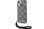 Mobil - Deksel og etui - Karl Lagerfeld IML Mono KL Pattern & Cord case for iPhone 15 / 14 / 13 - black - 3666339258245