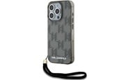 Mobil - Deksel og etui - Karl Lagerfeld IML Mono KL Pattern & Cord case for iPhone 15 Pro Max - black - 3666339258276